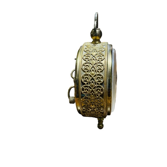 Vintage Linden West German Round Filigree Alarm Clock Gold - Picture 3 of 16